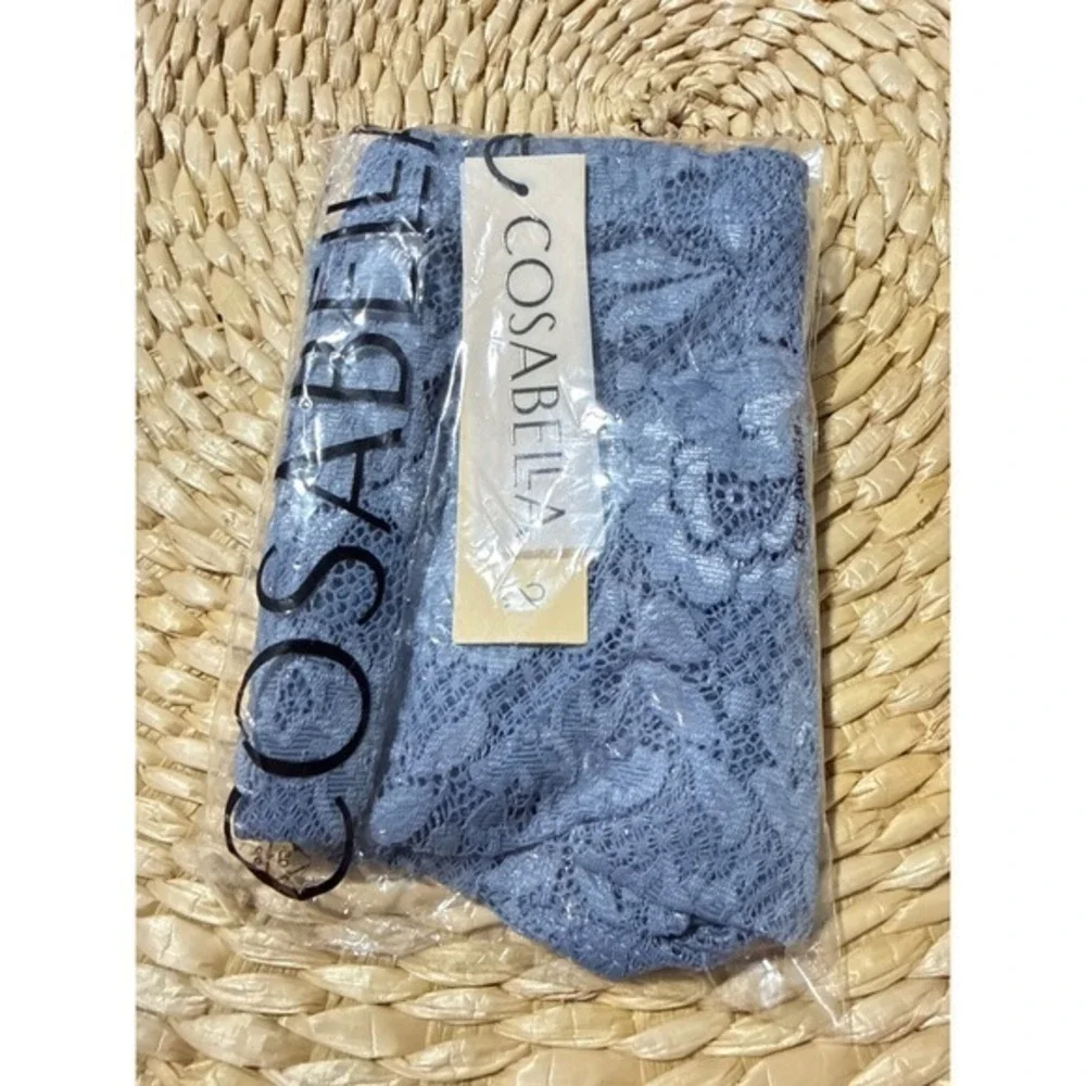 Cosabella Never Say Never Blue Diamond Lace Brief Luxury Designer Underwear XL
